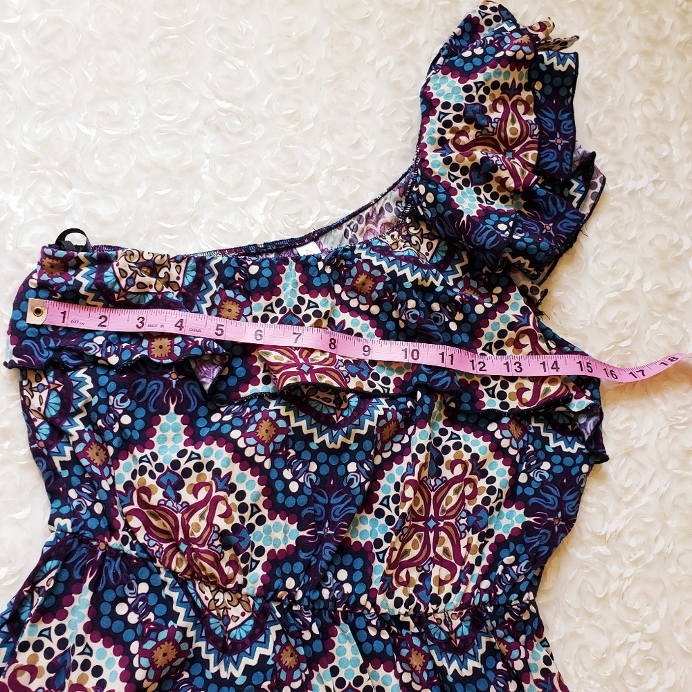Xhilaration One Shoulder Ruffle Purple/Blue Dress - Picture 5 of 8
